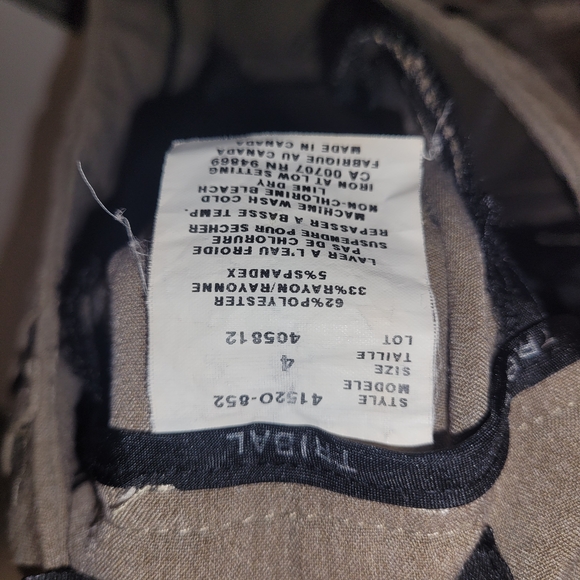 Tribal Brown Cropped Pants Women’s 4 Wide Leg Button Detail Capri - Picture 4 of 6